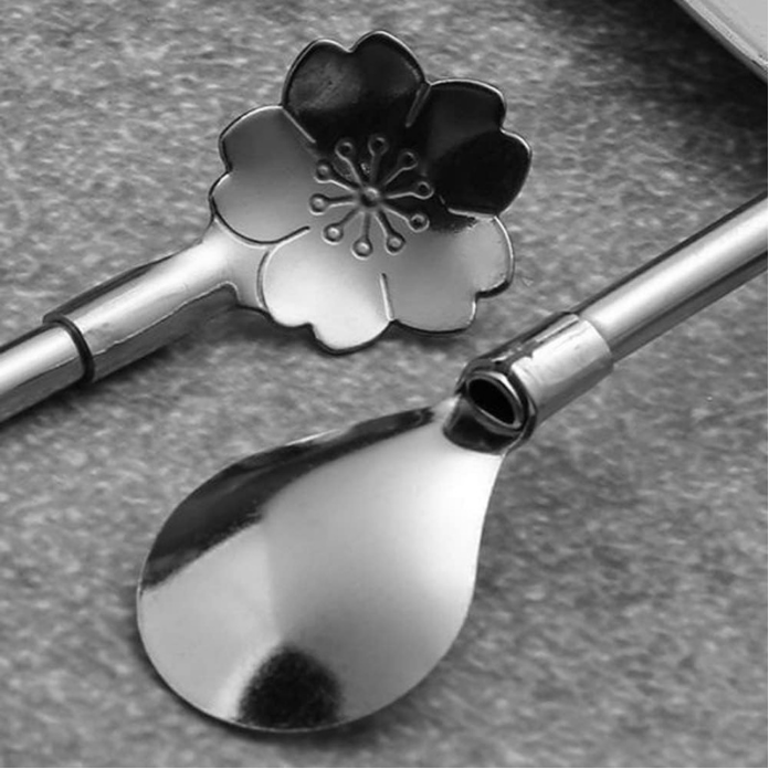 6-Piece Reusable Stainless Steel Straw Spoons with Brush – 8.6" Long Handle