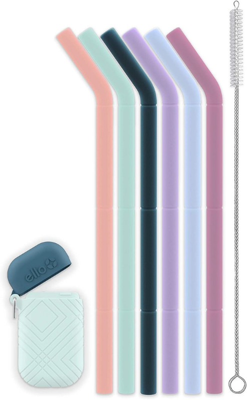 6-Pack Impact Silicone Fold & Store Straws with Carry Case & Brush
