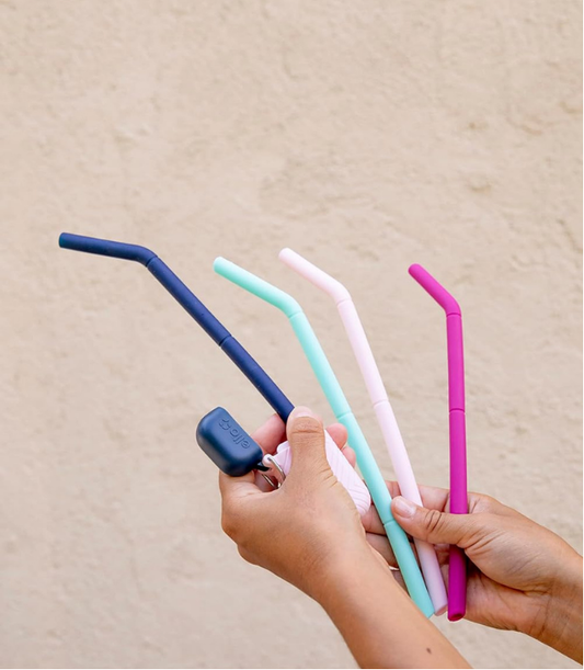 6-Pack Impact Silicone Fold & Store Straws with Carry Case & Brush