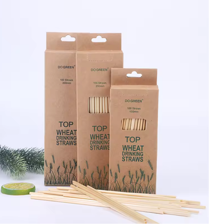 100-Pack Natural Wheat Hay Straws – Biodegradable & Plastic-Free