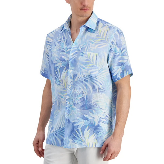 Men's Tropical Print Button-Up Shirt