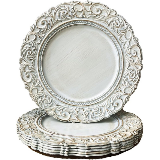 Antique Charger Plates – Set of 6, 13 Inch, Plastic