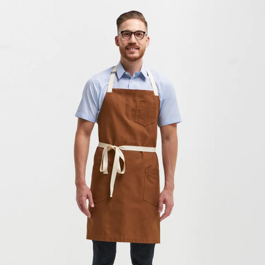 Bib Apron with Contrast Straps & Pockets