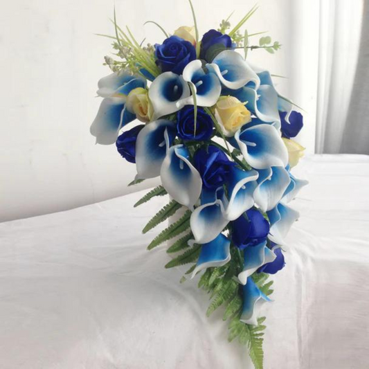 Artificial Calla Lily Flowers in White and Blue