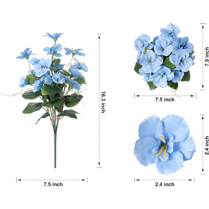 Artificial Hibiscus Flowers in White and Blue