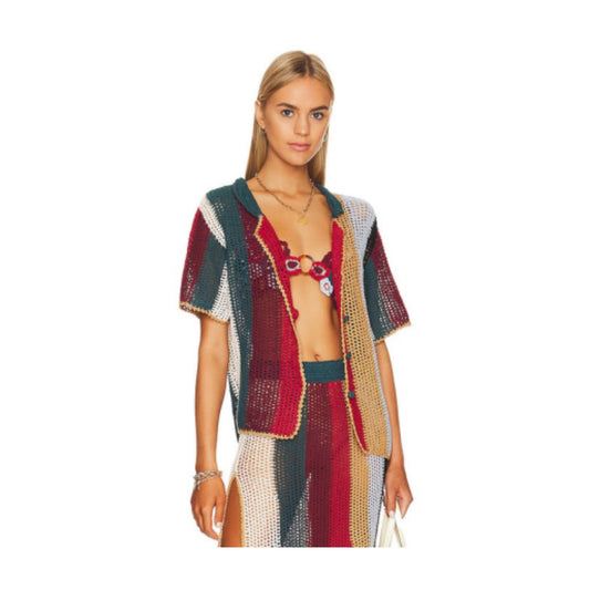 Axel Shirt – Striped Crochet Button-Up Cover-Up