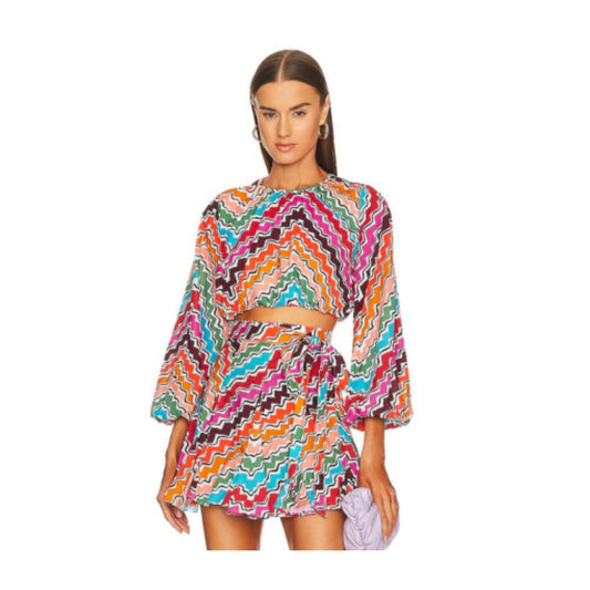 Azure Top – Vibrant Long-Sleeve Crop Blouse