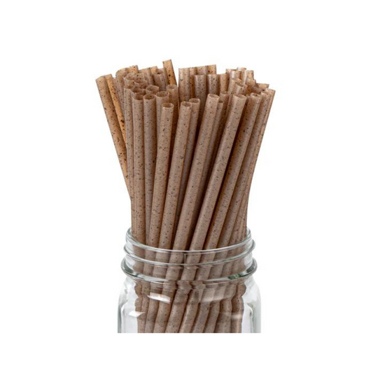 200-Pack Compostable Brown Coffee Ground PLA Straws – Sturdy & Heat-Resistant
