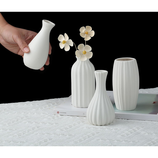 White Ceramic Bud Vases by Parlamain