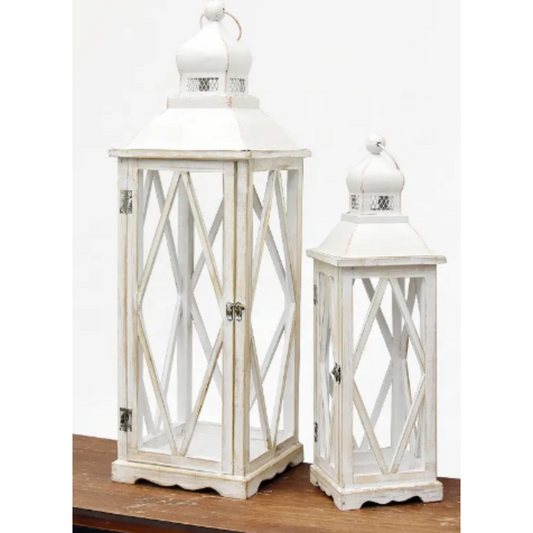 Rustic Wood and Metal Candle Holders – Set of 2 Decorative Stands