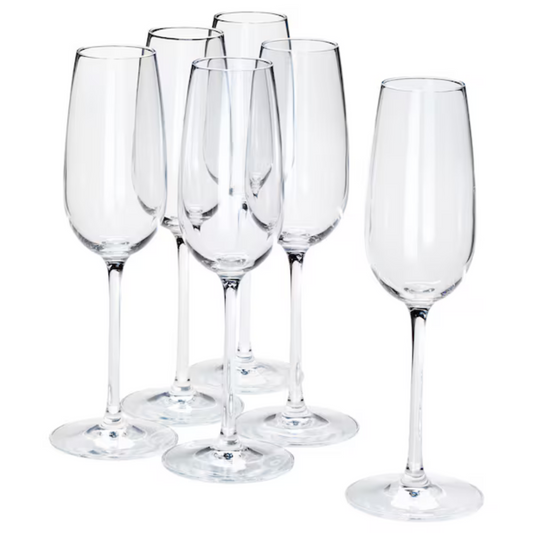 Champagne Flute Set of 6 – 22cl (7oz) Clear Glass