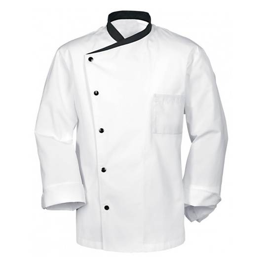 Men's Double-Breasted Chef Jacket with Black Trim