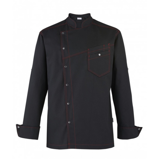 Men's Long Sleeve Chef Jacket with Red Stitching