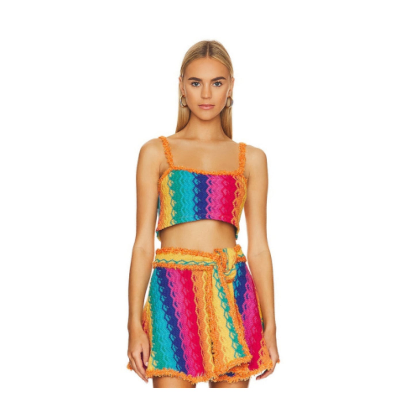 Cielo Rainbow Crochet Top & Skirt Set – Boho Chic Two-Piece Outfit