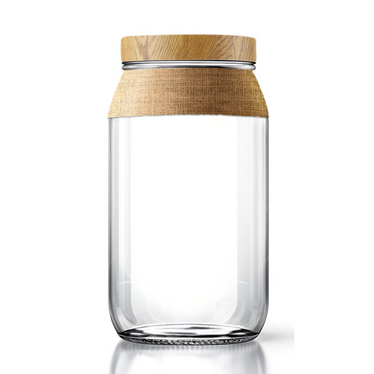 Glass Cookie Jar with Wooden Lid & Jute Wrap – Rustic & Eco-Friendly Storage