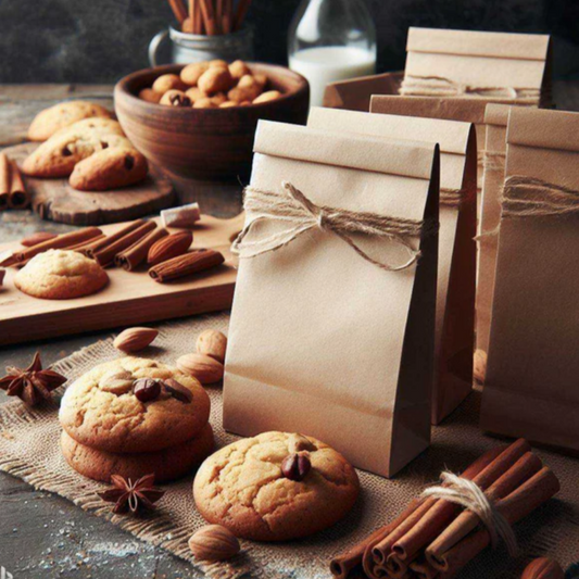 Rustic Kraft Paper Pouches for Cookies – Eco-Friendly Bakery Packaging
