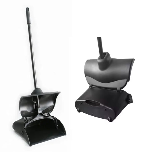 Rolling Dust Pan – Black Heavy-Duty PP+PE+Stainless Steel
