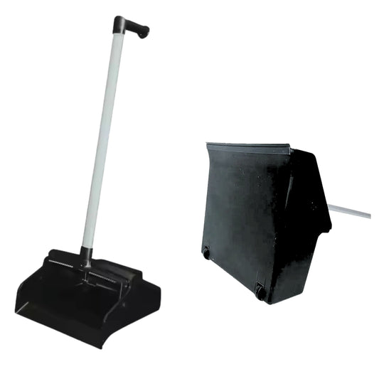 Heavy-Duty Rolling Dust Pan – 30cm Wide, Black PP+PE+Stainless Steel
