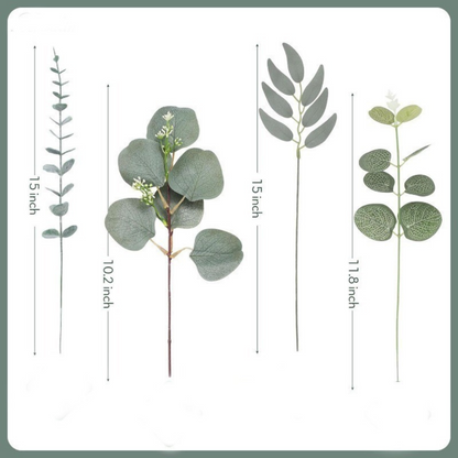 Bulk Mixed Eucalyptus Leaf Stems – Artificial Silver Dollar Picks & Faux Branches