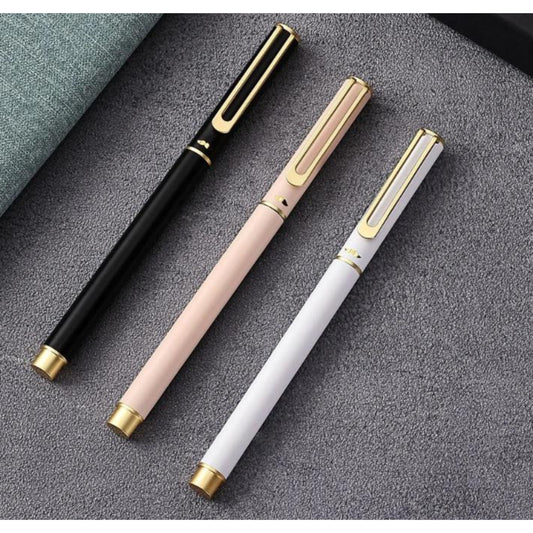 Custom Logo Matte Gold Clip Metal Ballpoint Pen for Women and Office Gifts
