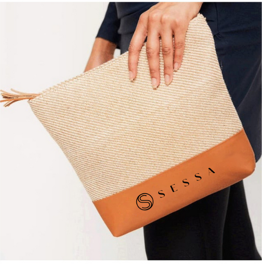 Waterproof Wet Items Bag – Canvas & Straw Design with Inner Pouch