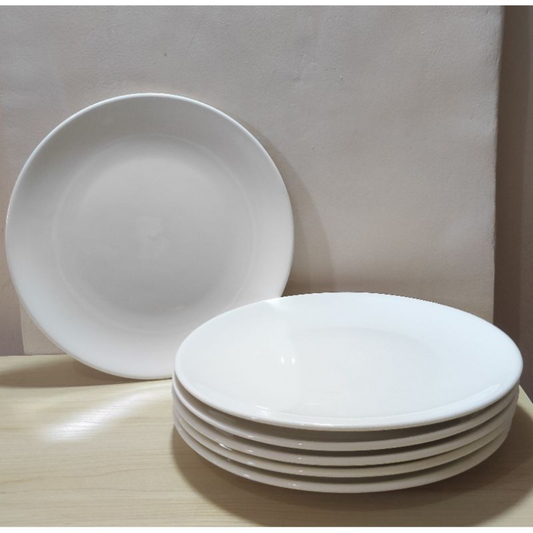 Flat Plate Super Durable Porcelain White Plate – 10" (26cm)