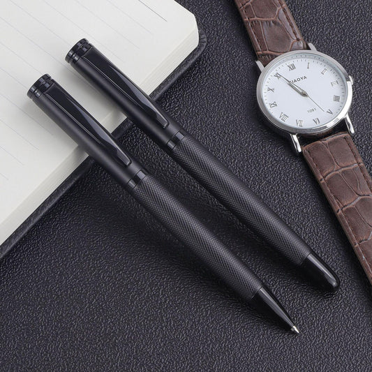 Luxury Metal Ballpoint and Rollerball Pen Set in Elegant Black Gift Box