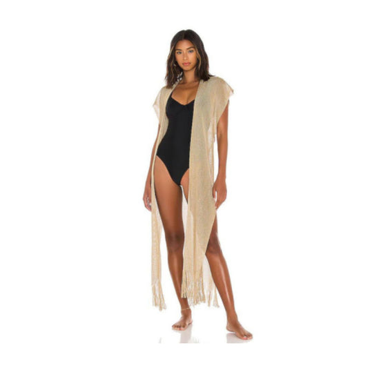 Golden Queen Long Caftan – Elegant Beach Cover-Up