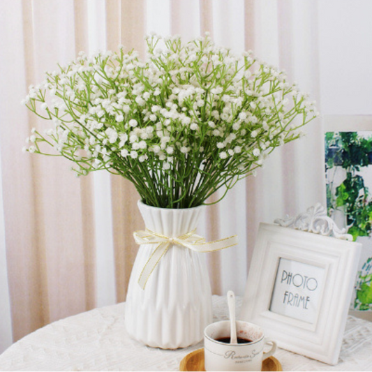 Artificial Silk Gypsophila Flower in White and Blue – 64cm