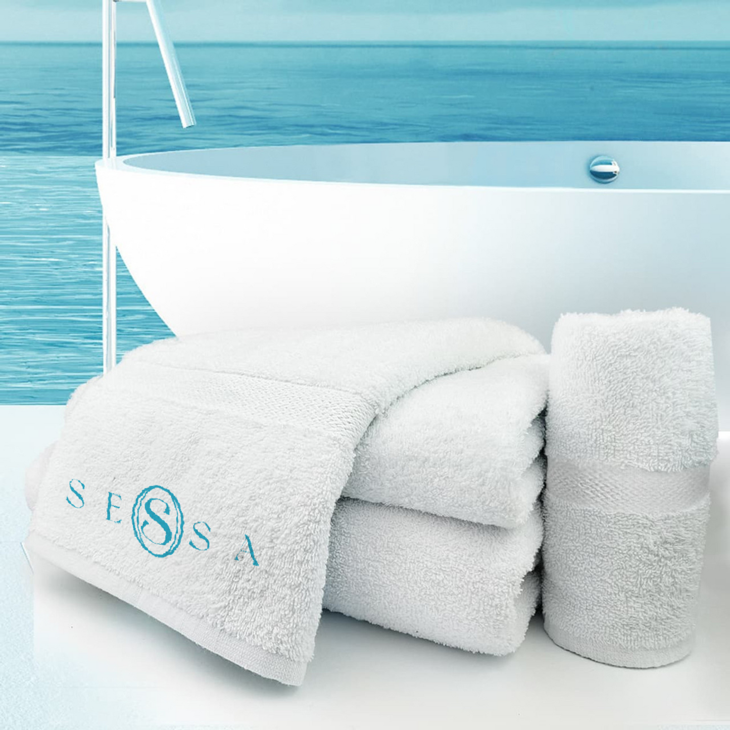 100% Long Staple Cotton White Hand Towel