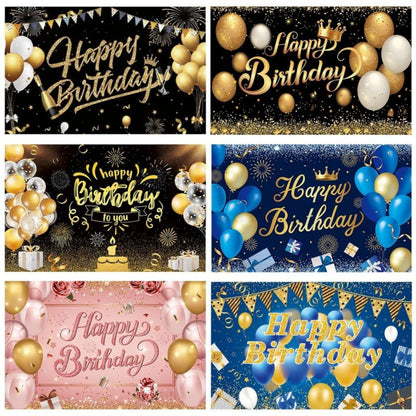 Happy Birthday Backdrop Banner – Polyester Fabric Party Decoration