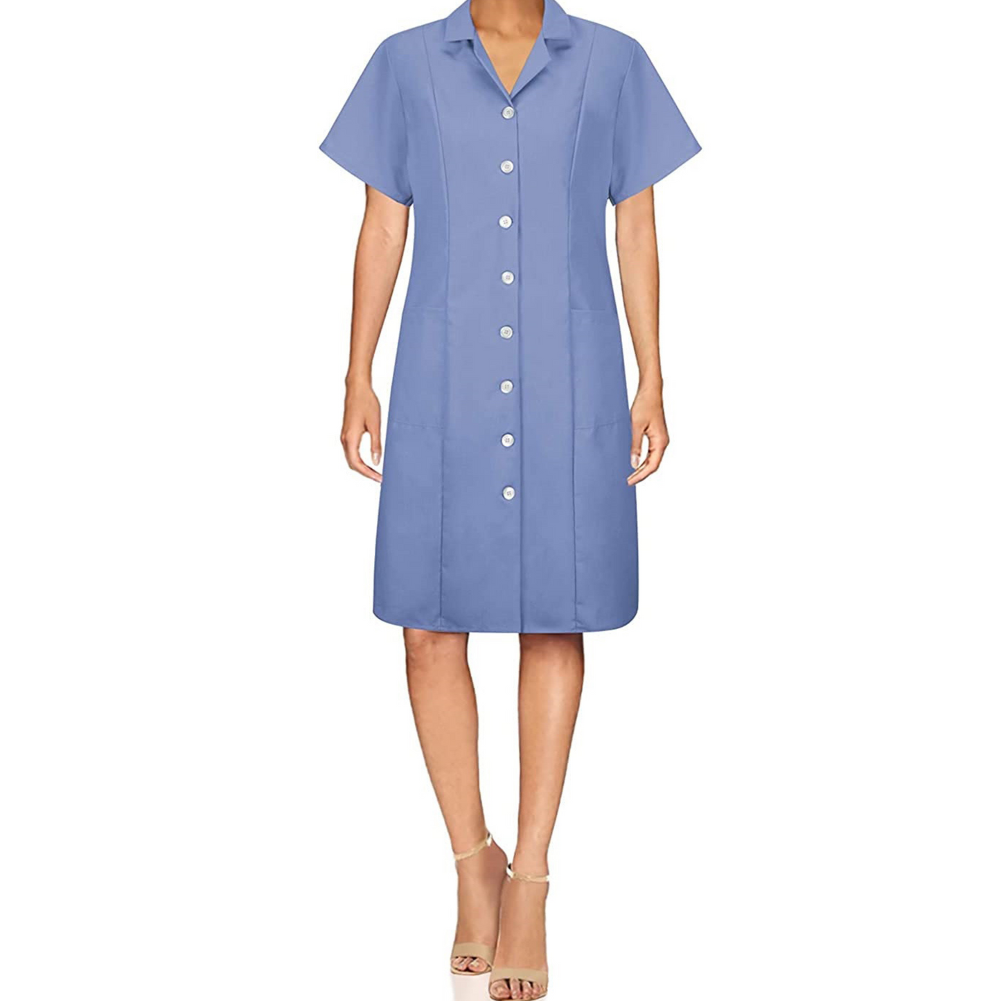 Women's Short-Sleeve Button-Front Housekeeping Dress