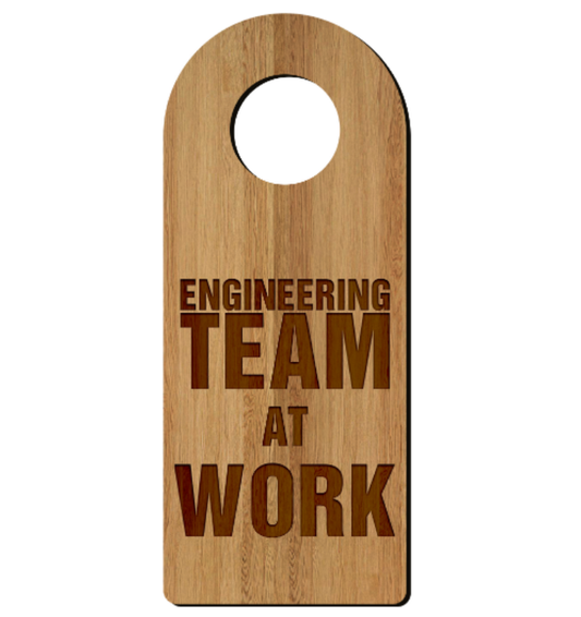 Wooden "Team at Work" Door Sign – Premium Hotel & Resort Signage
