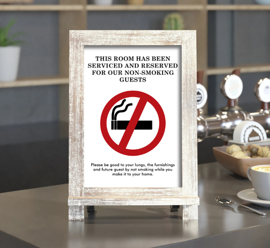 No Smoking Sign – Wooden Frame with Stone Paper Print
