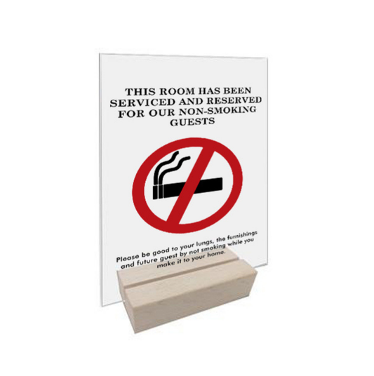 Clear Acrylic No Smoking Sign with Wooden Base – Modern & Elegant (3x4", 4x6")