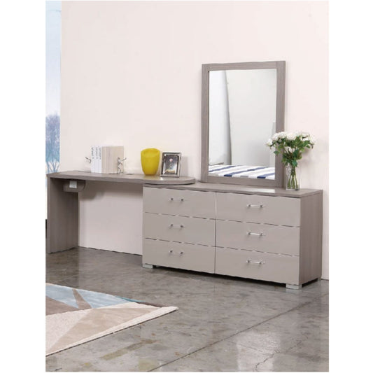 13001 Series Double Dresser with Shelf Unit and Mirror Set