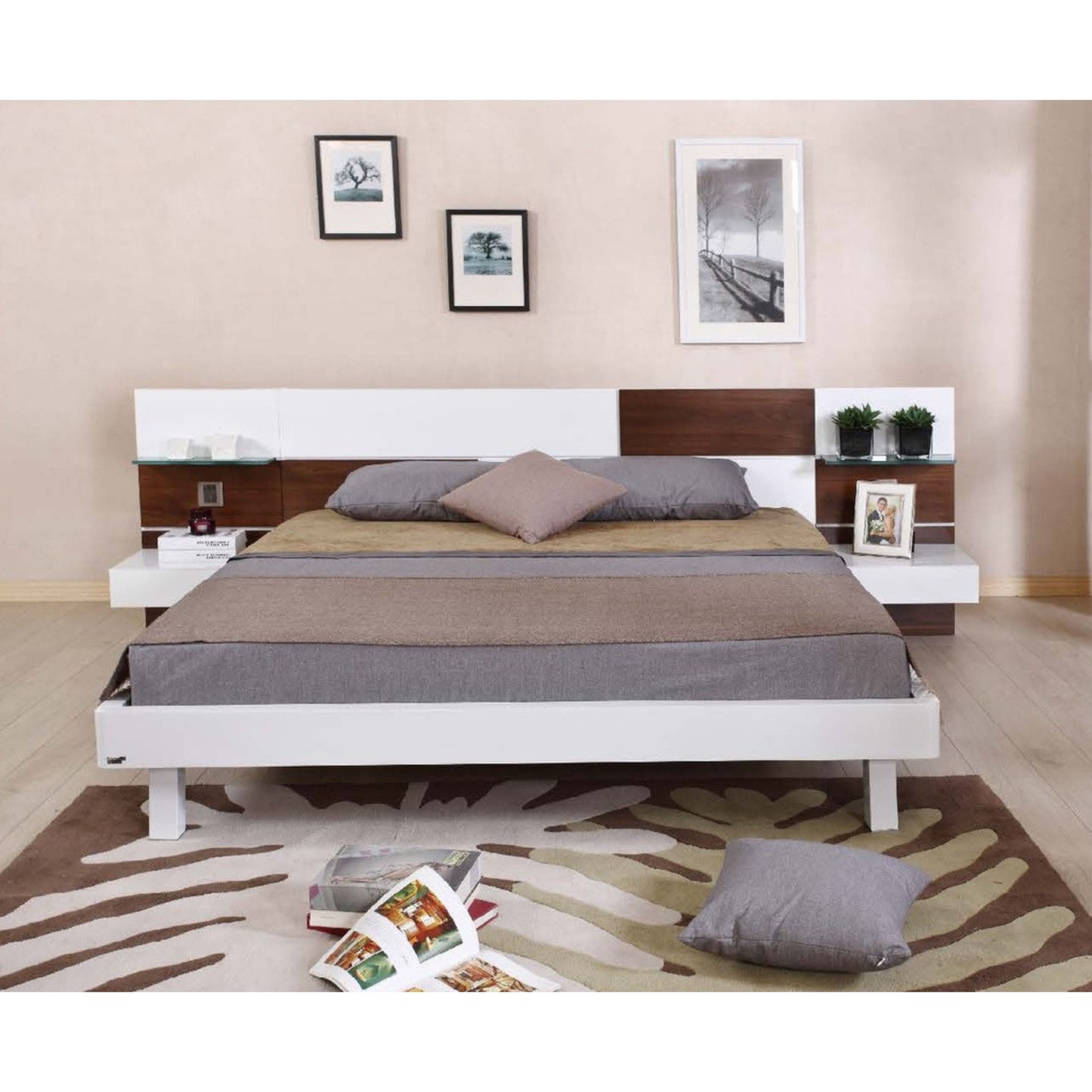 Contemporary King Bed with Extended Headboard – Model BB6W3163 Series