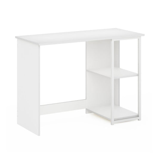 Dakar White Modern Desk with Metal Frame and Open Shelves