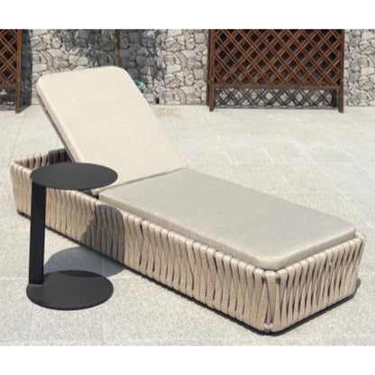 Woven Rubber Rope Sun Lounger with Powder-Coated Aluminum Frame