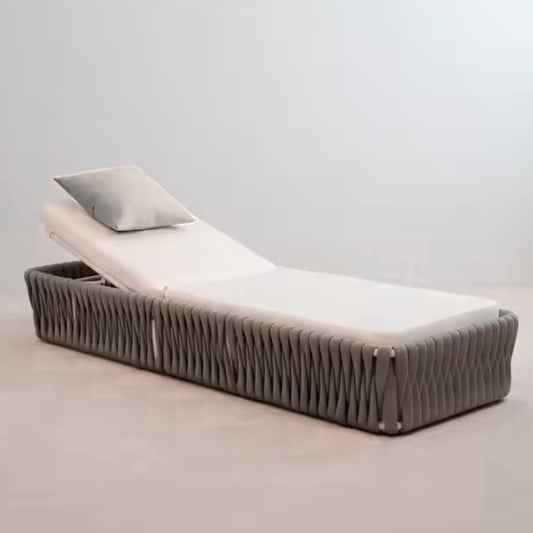 Woven Rubber Rope Sun Lounger with Powder-Coated Aluminum Frame