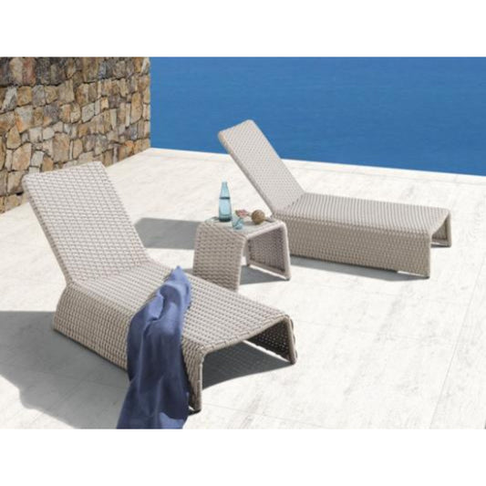 Sun Lounger BP-6060 with Side Table in Aluminum and TPU Rope