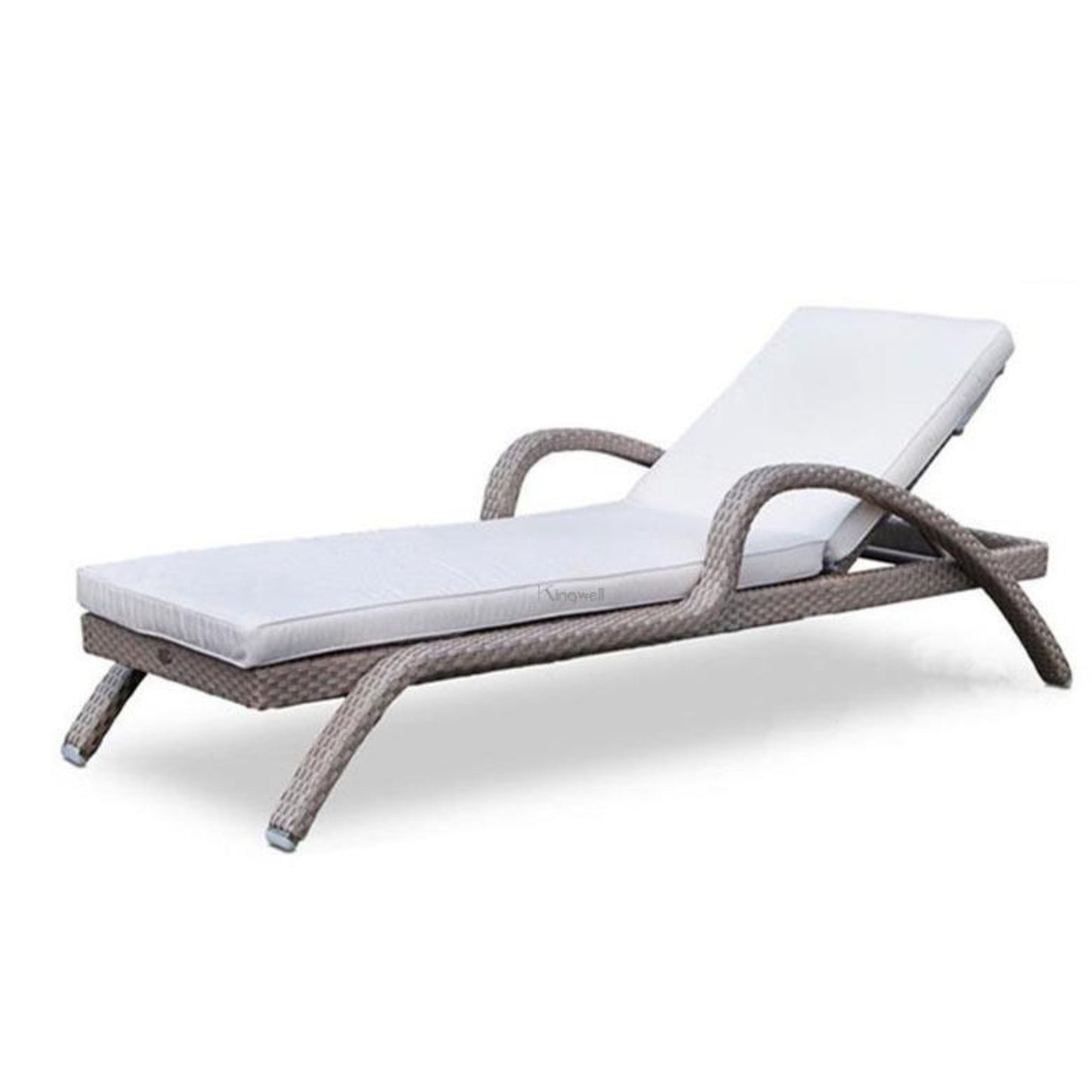 Single Sun Lounger KW5138 with Flat Rattan and Cushion