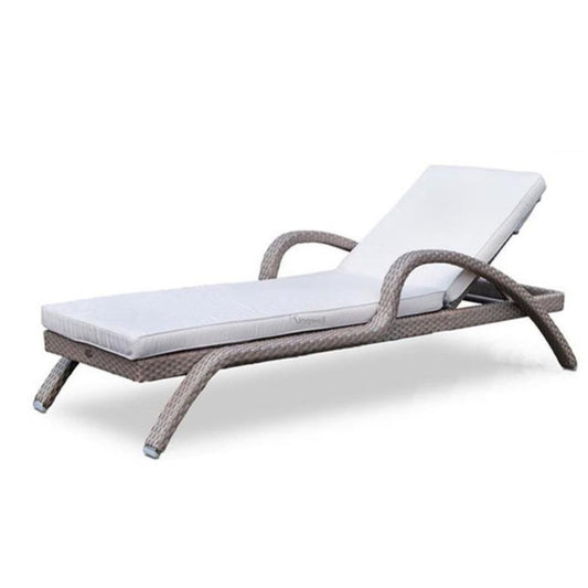 Single Sun Lounger KW5138 with Flat Rattan and Cushion