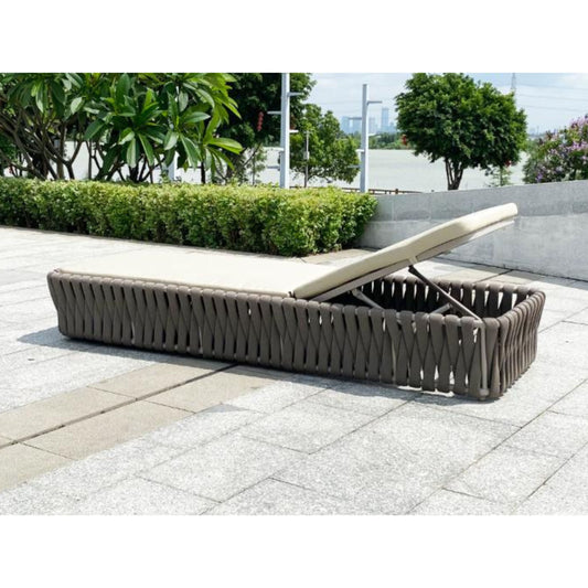 Single Sun Lounger KW5201 with Rope Weaving and Cushion