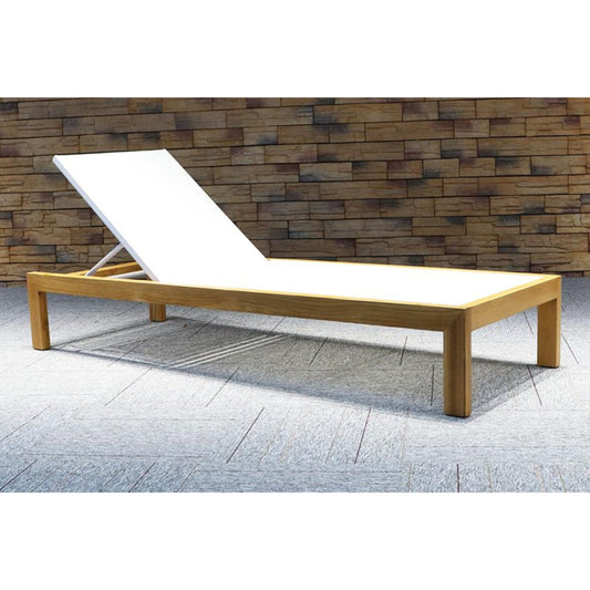Single Sun Lounger KW5513 with Teak Frame and Textilene Fabric