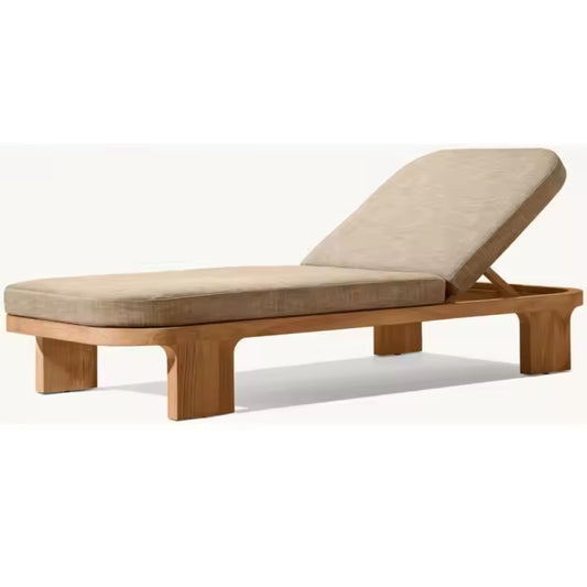 Modern Teak Outdoor Recliner with Fabric Cushion