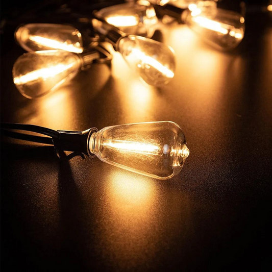 Waterproof Outdoor LED String Lights – ST38 Bulbs with Warm White Glow