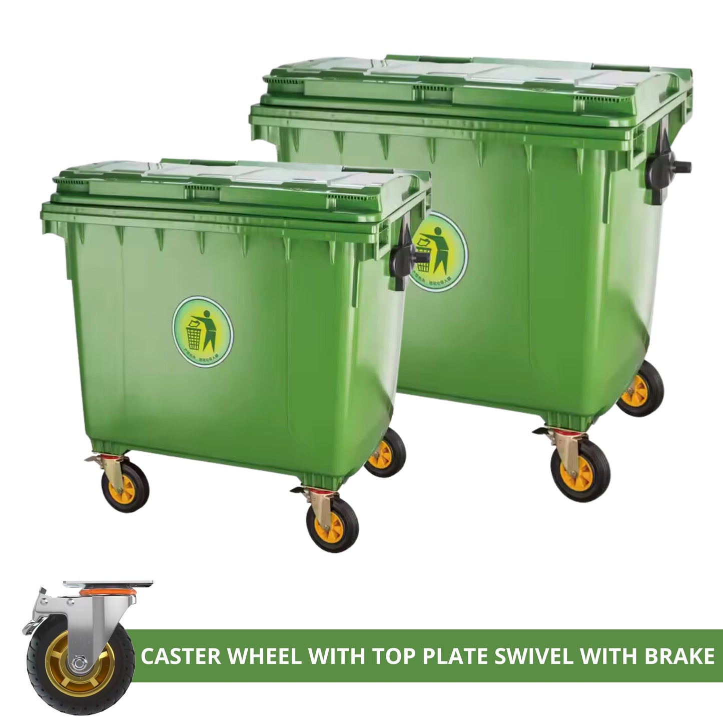 Large Rolling Bins – Heavy-Duty Plastic Waste Containers with Wheels (660L & 1100L)