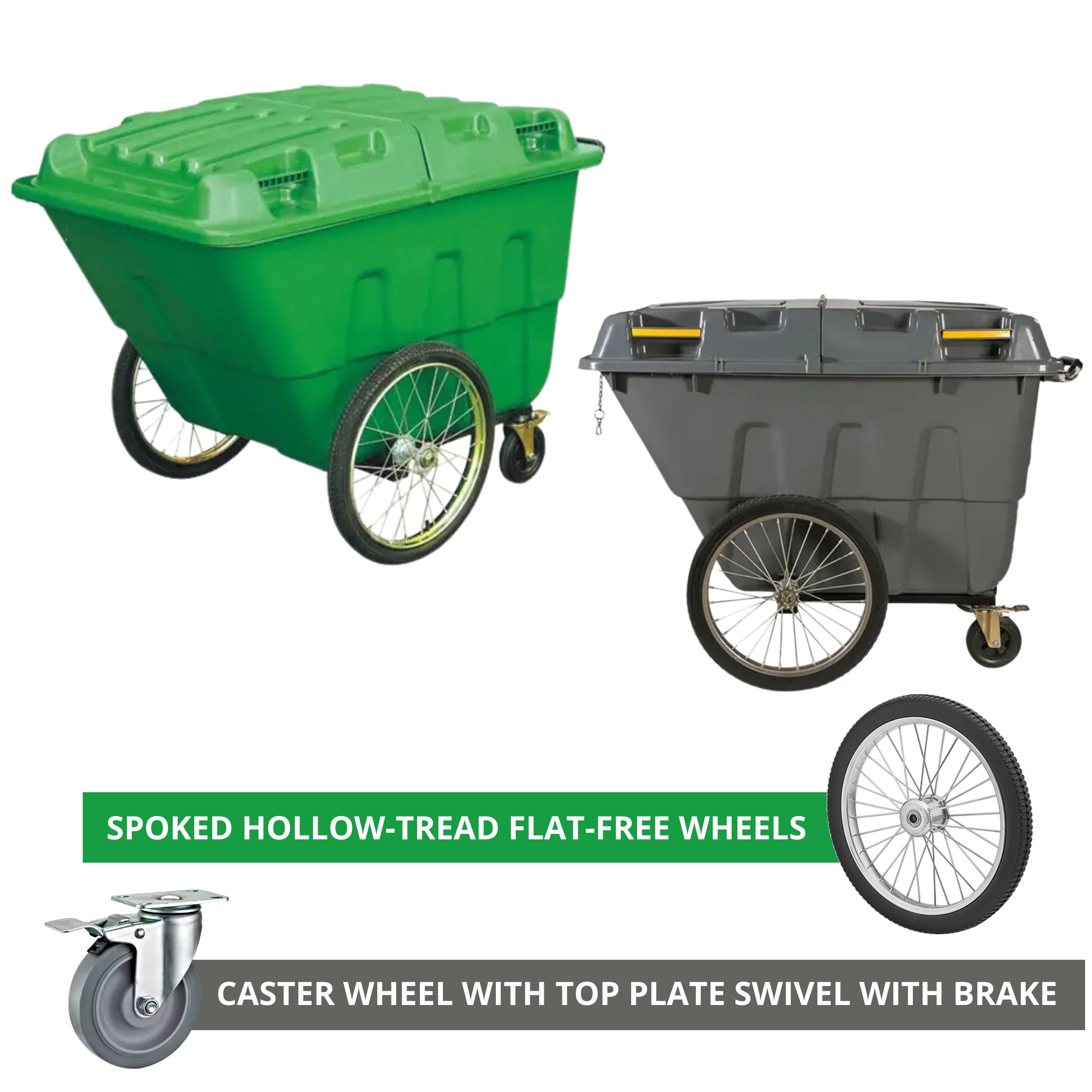 Large Rolling Bin – 400L Heavy-Duty Plastic Trash Container with Wheel ...