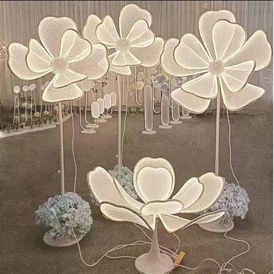 Lighted Flower Stand Set – White Iron Stand for Elegant Display